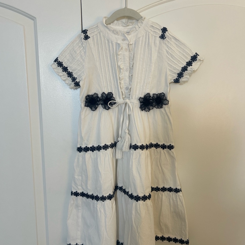 Ivy City Co White and Navy Floral Kids Dress
